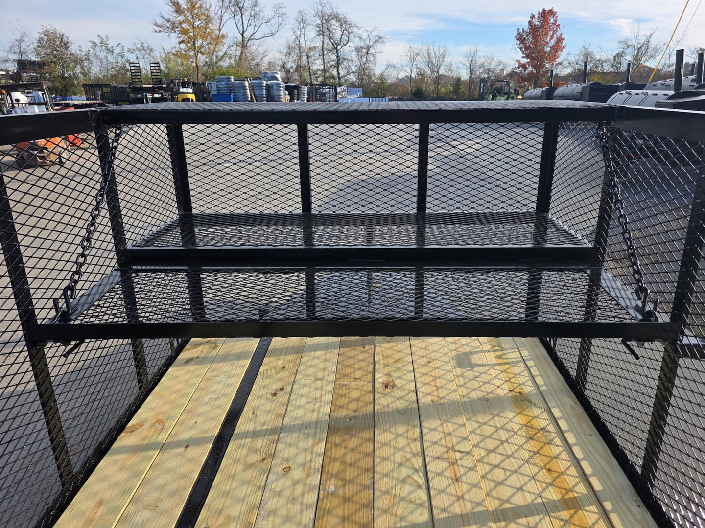 6.4x16 Utility Trailer Straight Deck 4ft Mesh Sides with Basket (2) 3,500lb Axles - SLE Equipment - 12