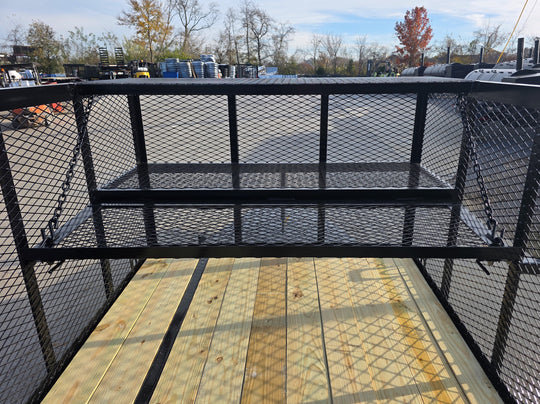 6.4x16 Utility Trailer Straight Deck 4ft Mesh Sides with Basket (2) 3,500lb Axles - SLE Equipment - 12