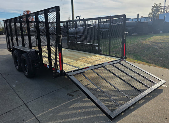 6.4x16 Utility Trailer Straight Deck 4ft Mesh Sides with Basket (2) 3,500lb Axles - SLE Equipment - 9