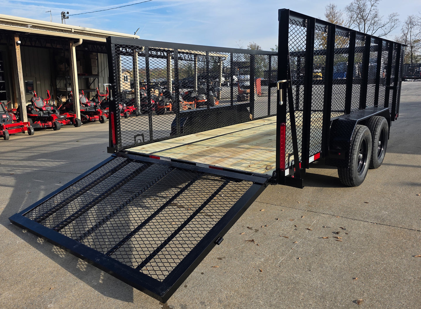 6.4x16 Utility Trailer Straight Deck 4ft Mesh Sides with Basket (2) 3,500lb Axles - SLE Equipment - 10
