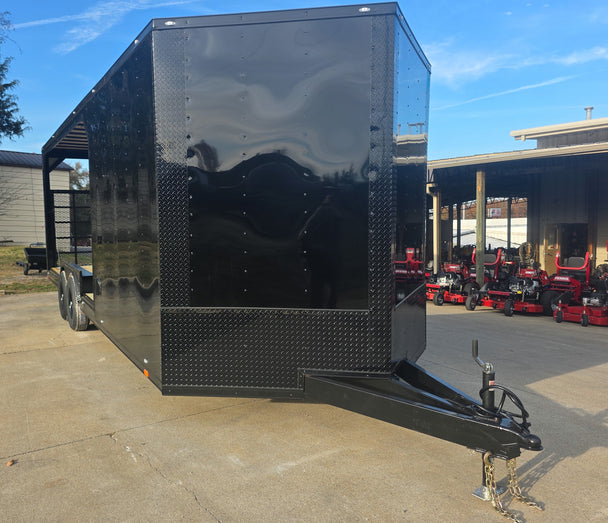 8.5x24 Hybrid Trailer Black with Black Out Package (2) 7000k Axles Front Right 