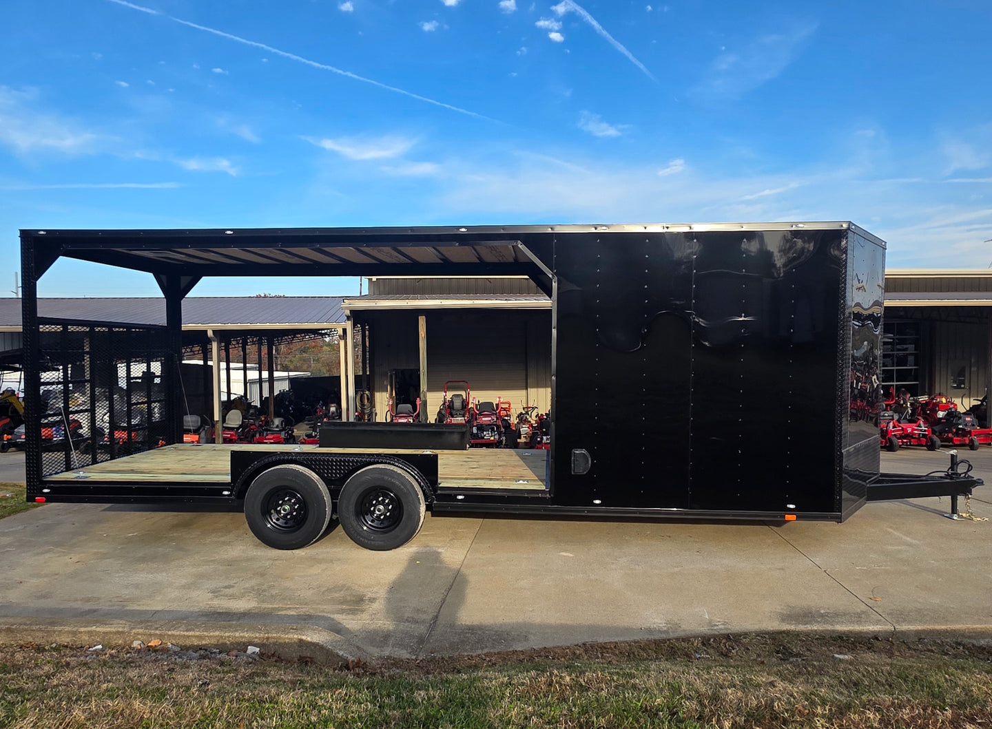 8.5x24 Hybrid Trailer Black with Black Out Package (2) 7000k Axles Right Side