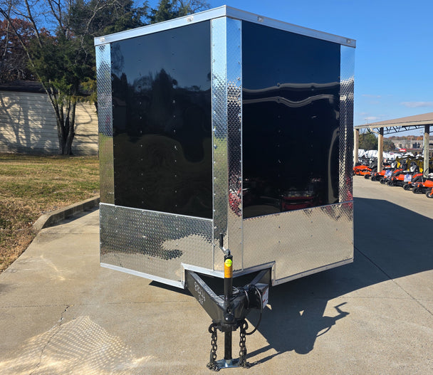 8.5x20 Black V-Nose Enclosed Trailer with Silver ATP (2) 52000lb Axles Front 