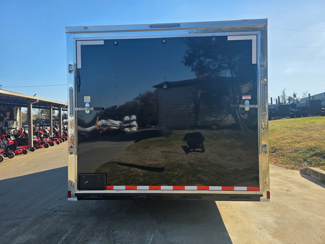 8.5x20 Black V-Nose Enclosed Trailer with Silver ATP (2) 52000lb Axles Rear