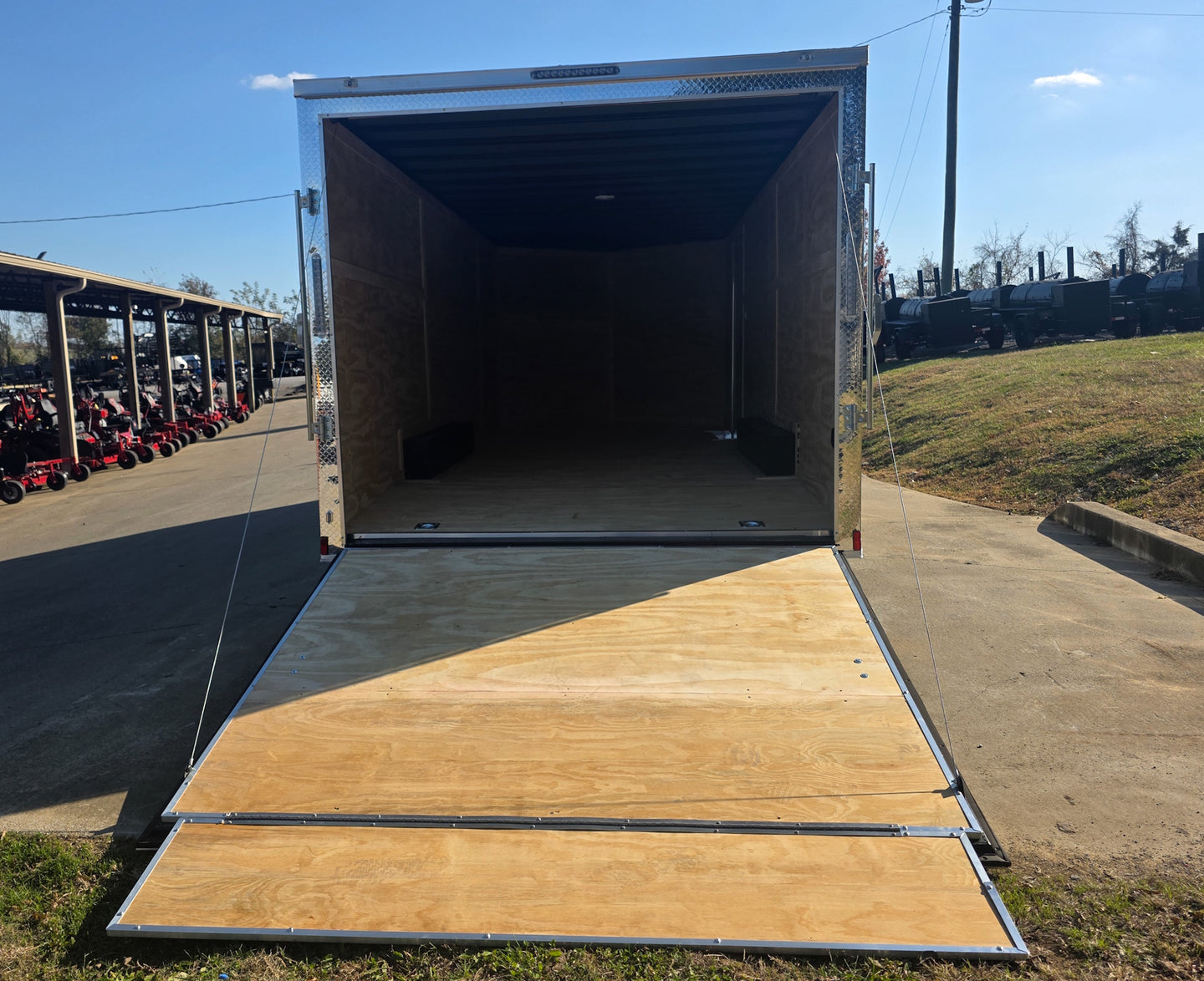 8.5x20 Black V-Nose Enclosed Trailer with Silver ATP (2) 52000lb Axles Rear Ramp Down