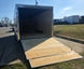 8.5x20 Black V-Nose Enclosed Trailer with Silver ATP (2) 52000lb Axles Left Rear Ramp Down