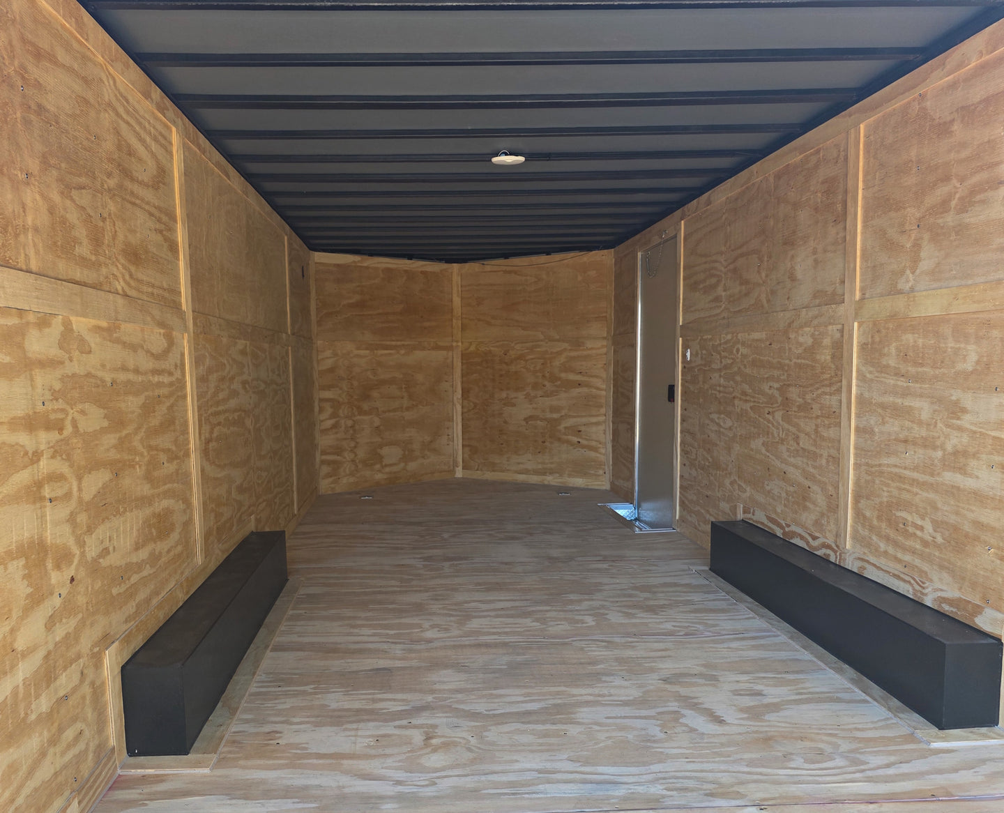 8.5x20 Black V-Nose Enclosed Trailer with Silver ATP (2) 52000lb Axles Inside Front 