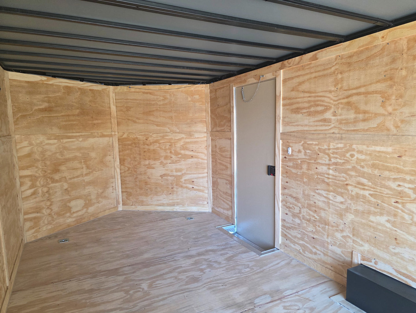 8.5x20 Black V-Nose Enclosed Trailer with Silver ATP (2) 52000lb Axles Door Inside Front 