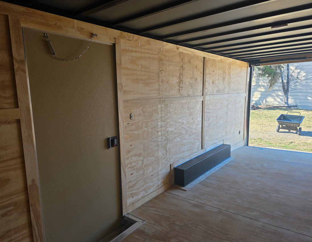 8.5x20 Black V-Nose Enclosed Trailer with Silver ATP (2) 52000lb Axles Inside Right Side 