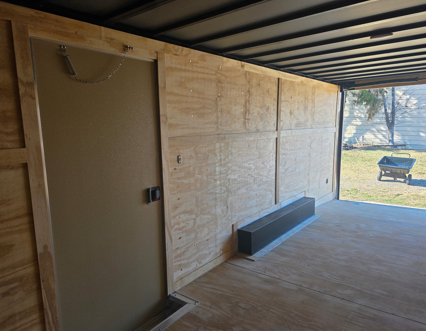 8.5x20 Black V-Nose Enclosed Trailer with Silver ATP (2) 52000lb Axles Inside Right Side 