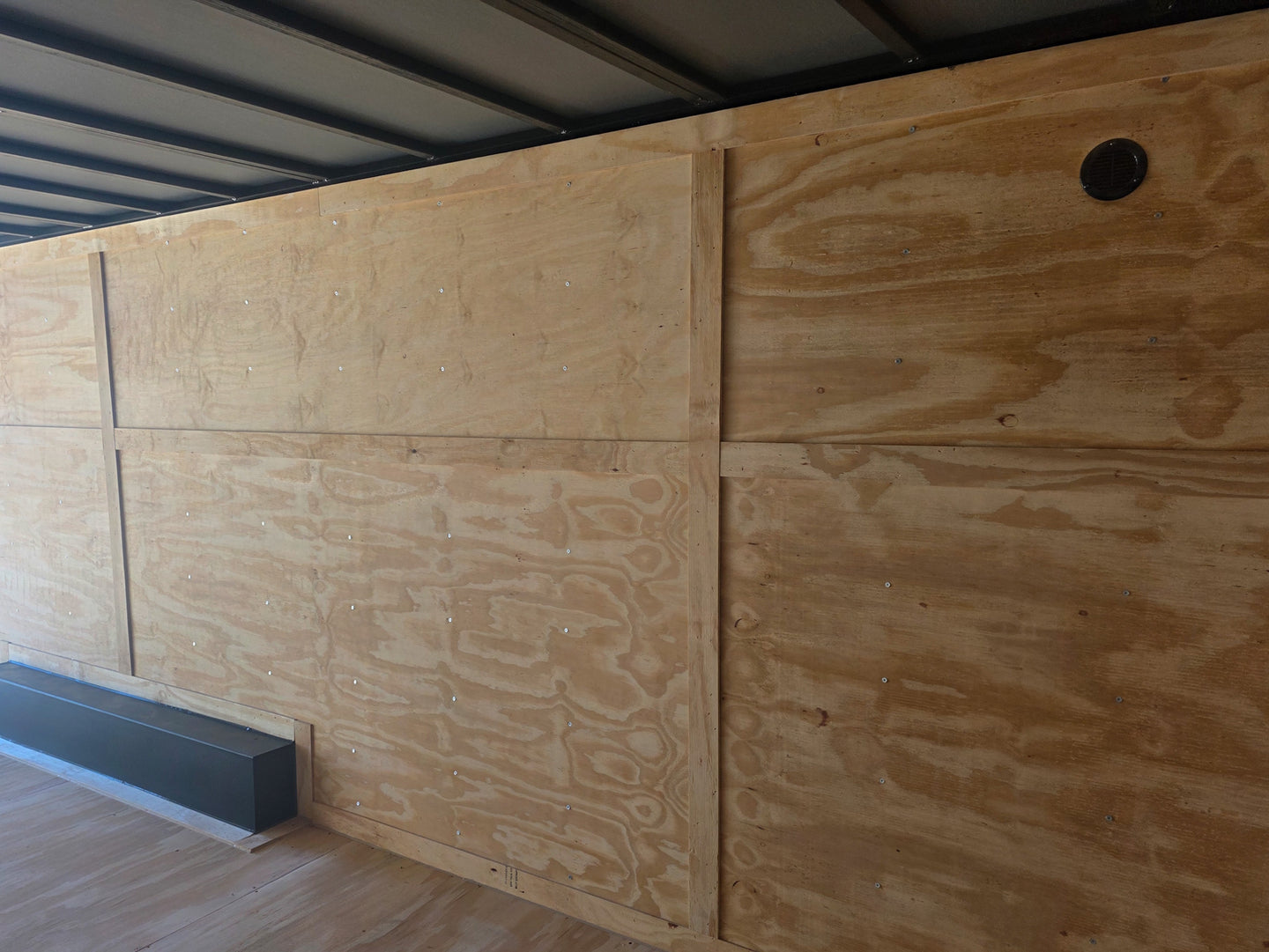 8.5x20 Black V-Nose Enclosed Trailer with Silver ATP (2) 52000lb Axles Inside Left Side 