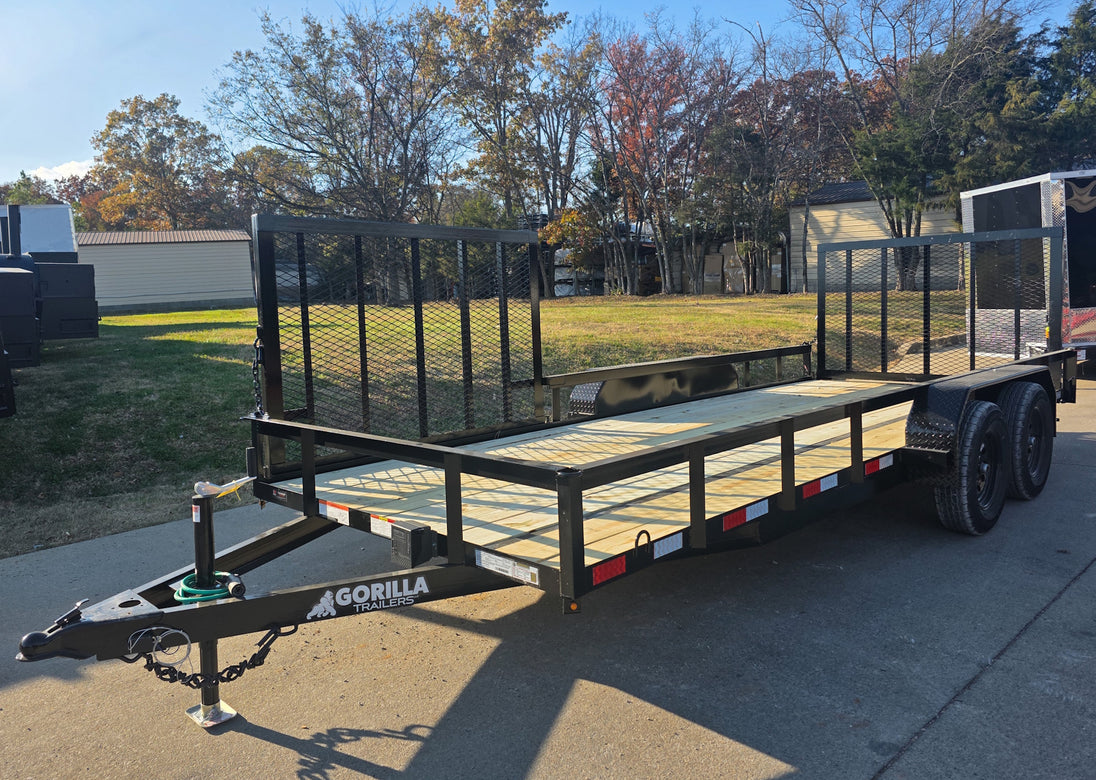 6.4x18 Straight Deck Utility Trailer with Side Gate (2) 3,500lb Axle Front Left 