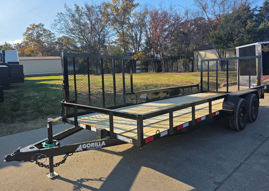 6.4x18 Straight Deck Utility Trailer with Side Gate (2) 3,500lb Axle Front Left 