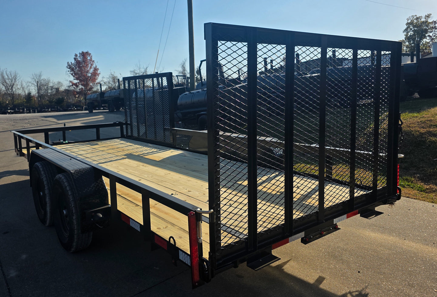 6.4x18 Straight Deck Utility Trailer with Side Gate (2) 3,500lb Axle Left Rear 
