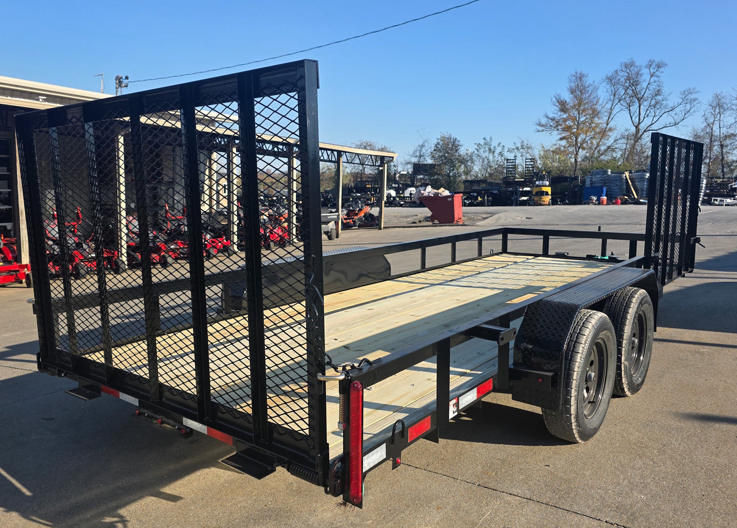 6.4x18 Straight Deck Utility Trailer with Side Gate (2) 3,500lb Axle Right Side 