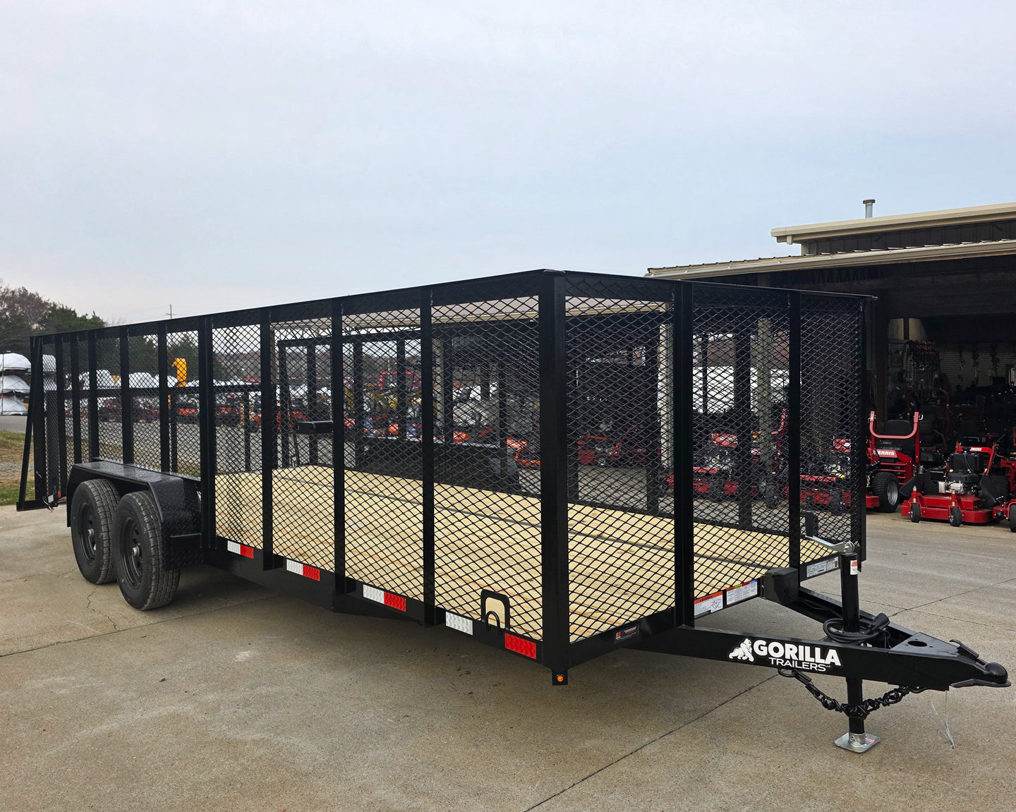 7x20 Dovetail Utility Trailer 4ft Mesh Sides (2) 3,500lb Axles - SLE Equipment - 1
