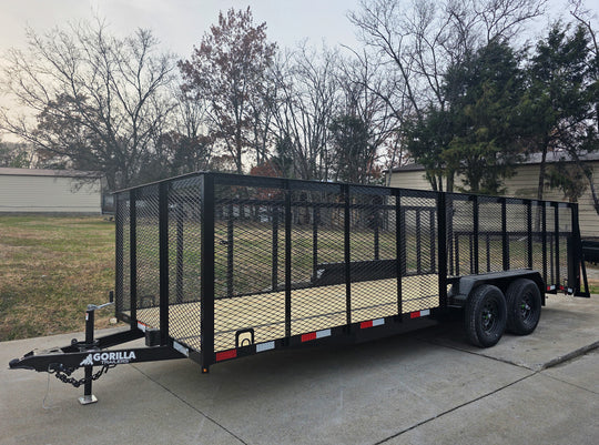 7x20 Dovetail Utility Trailer 4ft Mesh Sides (2) 3,500lb Axles - SLE Equipment - 2