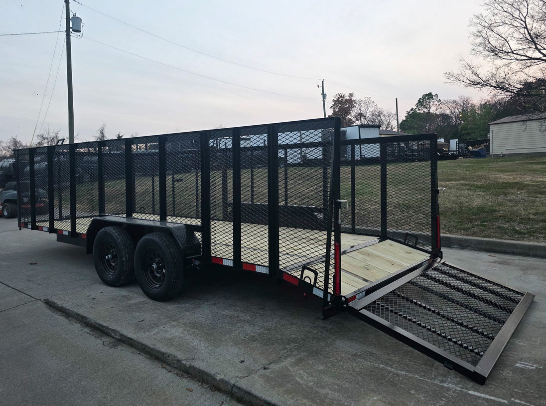 7x20 Dovetail Utility Trailer 4ft Mesh Sides (2) 3,500lb Axles - SLE Equipment - 11