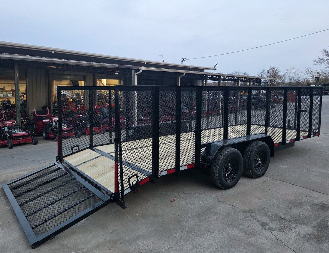 7x20 Dovetail Utility Trailer 4ft Mesh Sides (2) 3,500lb Axles - SLE Equipment - 13