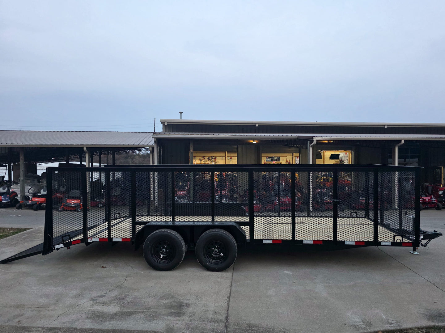 7x20 Dovetail Utility Trailer 4ft Mesh Sides (2) 3,500lb Axles - SLE Equipment - 7