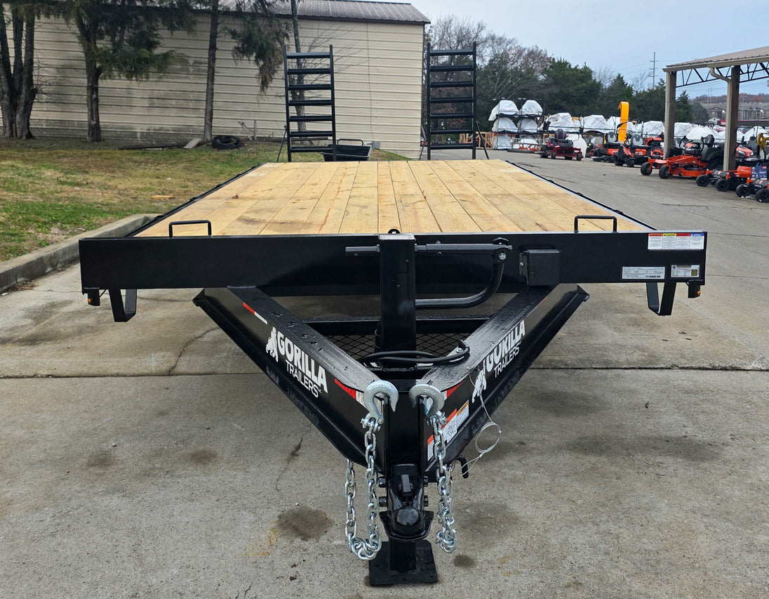 8.5x20 I-Beam Deckover Trailer (2) 7K Axles Stand-Up Ramps 14K GVWR Front 