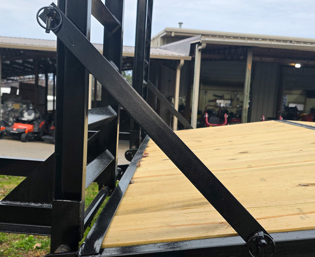 8.5x20 I-Beam Deckover Trailer (2) 7K Axles Stand-Up Ramps 14K GVWR Ramp Pin/Arm Lock