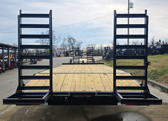 8.5x20 I-Beam Deckover Trailer (2) 7K Axles Stand-Up Ramps 14K GVWR Rear