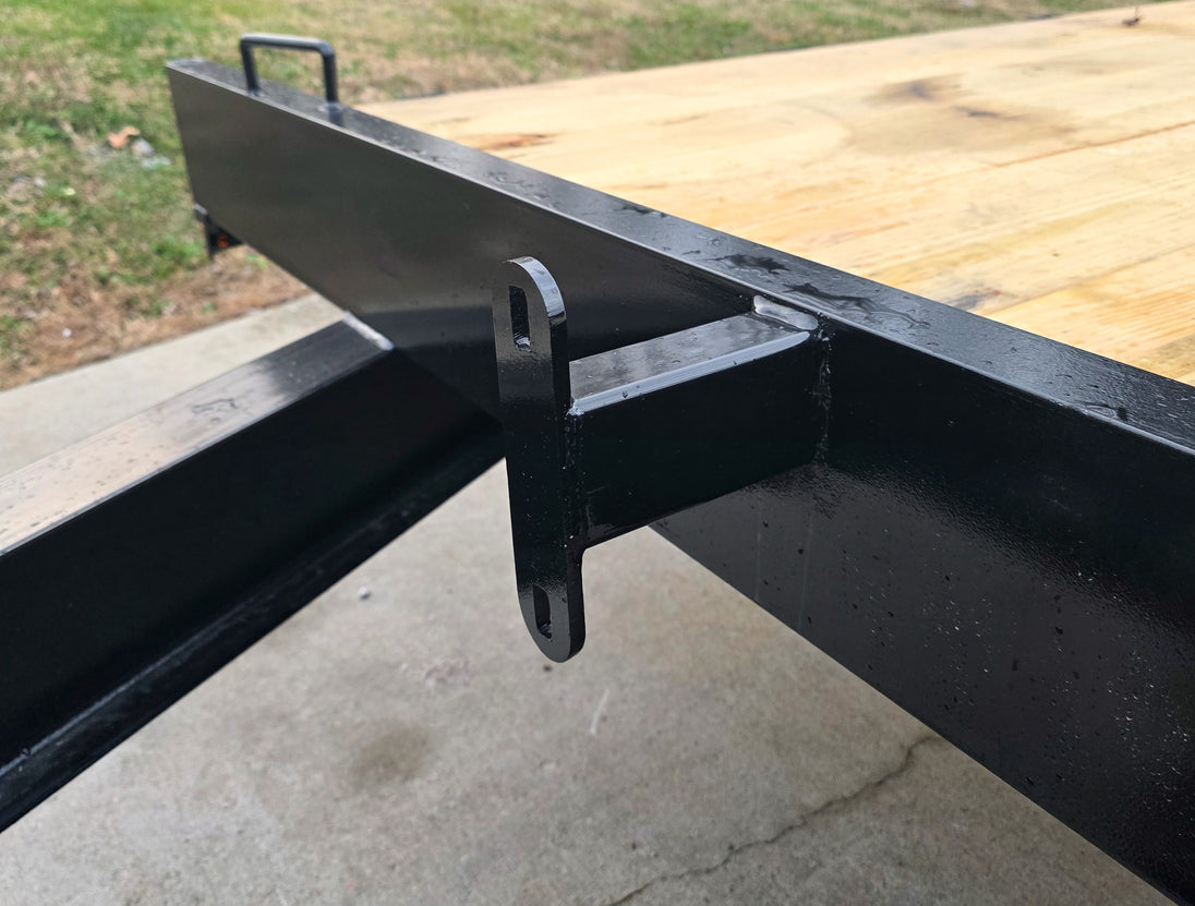 8.5x20 I-Beam Deckover Trailer (2) 7K Axles Stand-Up Ramps 14K GVWR Tire Mount 