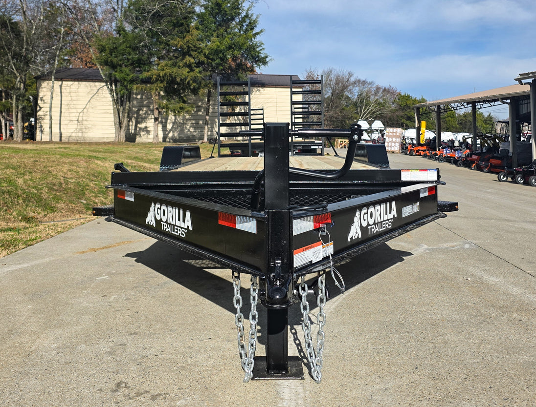 7x20 Equipment Trailer 8" I-Beam (2) 7K Axles Standup Ramps 14K GVWR Front 