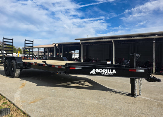 7x20 Equipment Trailer 8" I-Beam (2) 7K Axles Standup Ramps 14K GVWR Front Right 