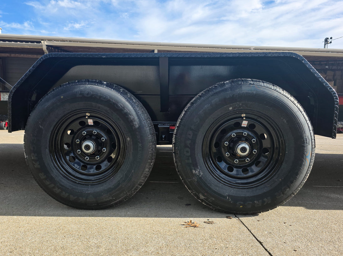 7x20 Equipment Trailer 8" I-Beam (2) 7K Axles Standup Ramps 14K GVWR Tires