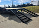 7x20 Equipment Trailer 8" I-Beam (2) 7K Axles Standup Ramps 14K GVWR Left Rear Ramps Down 