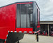 8.5x42 Red Gooseneck Enclosed Trailer Generator Cage with Rear Gullwing (3) 7000k Axles Generator Cage Right Side 