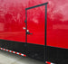 8.5x42 Red Gooseneck Enclosed Trailer Generator Cage with Rear Gullwing (3) 7000k Axles Right Side Door Outside 