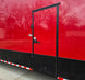 8.5x42 Red Gooseneck Enclosed Trailer Generator Cage with Rear Gullwing (3) 7000k Axles Right Side Door Outside 