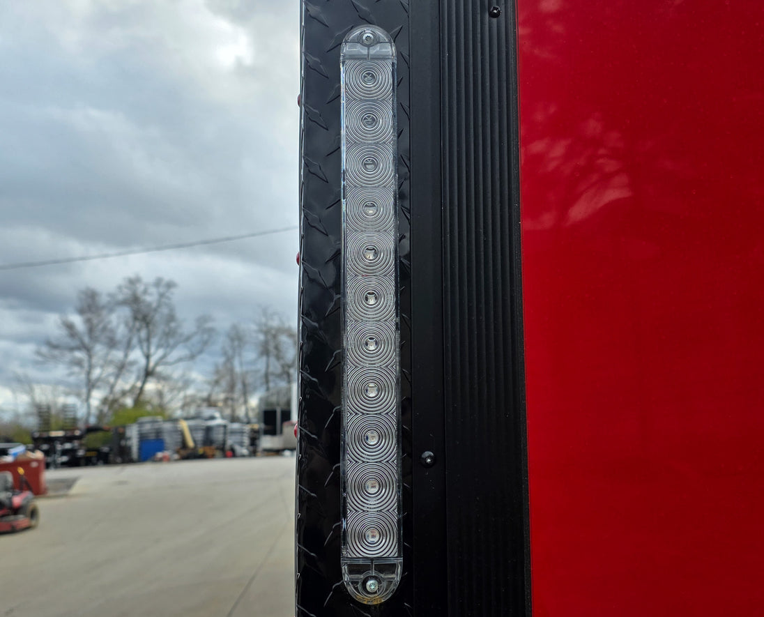 8.5x42 Red Gooseneck Enclosed Trailer Generator Cage with Rear Gullwing (3) 7000k Axles LED Brake Light 