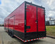 8.5x42 Red Gooseneck Enclosed Trailer Generator Cage with Rear Gullwing (3) 7000k Axles Left Rear