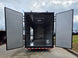 8.5x42 Red Gooseneck Enclosed Trailer Generator Cage with Rear Gullwing (3) 7000k Axles Rear Barn Doors Open