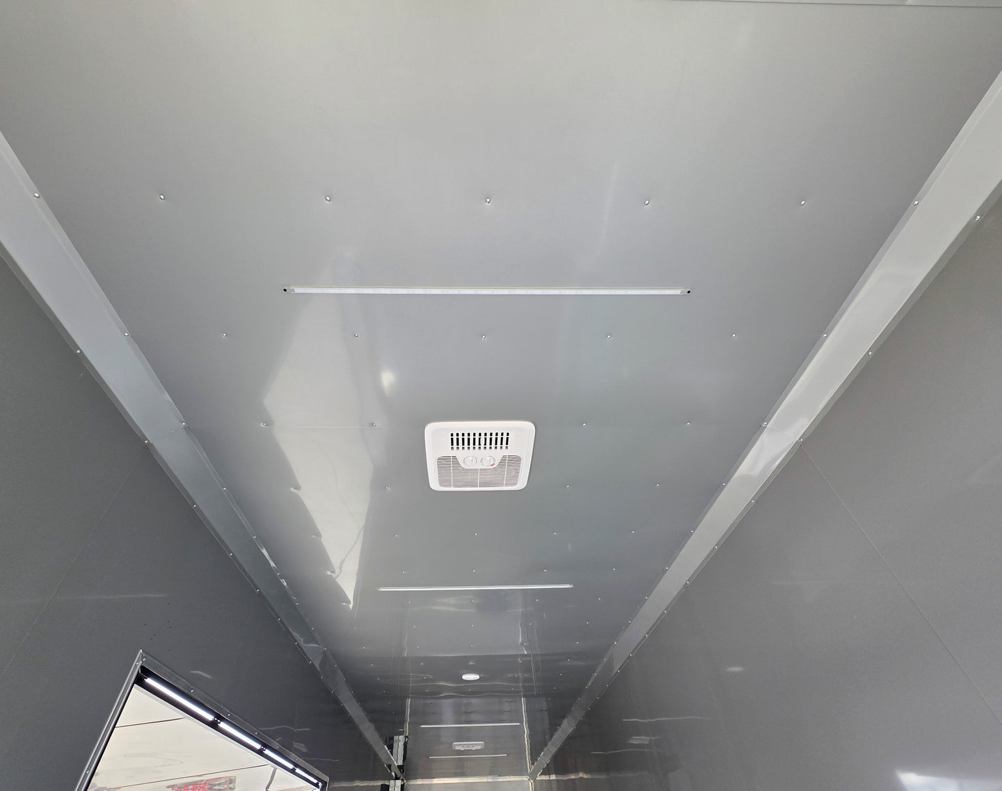 8.5x42 Red Gooseneck Enclosed Trailer Generator Cage with Rear Gullwing (3) 7000k Axles Roof Inside 