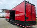 8.5x42 Red Gooseneck Enclosed Trailer Generator Cage with Rear Gullwing (3) 7000k Axles Rear Gullwing Open Left Rear