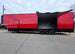 8.5x42 Red Gooseneck Enclosed Trailer Generator Cage with Rear Gullwing (3) 7000k Axles Left Side Gullwing Open