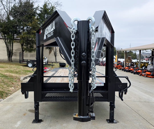 8.5x30 Gooseneck Deckover Dovetail Trailer (2) 10K Axles King Kong Ramps 20K GVWR Front
