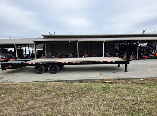 8.5x30 Gooseneck Deckover Dovetail Trailer (2) 10K Axles King Kong Ramps 20K GVWR Right Side 