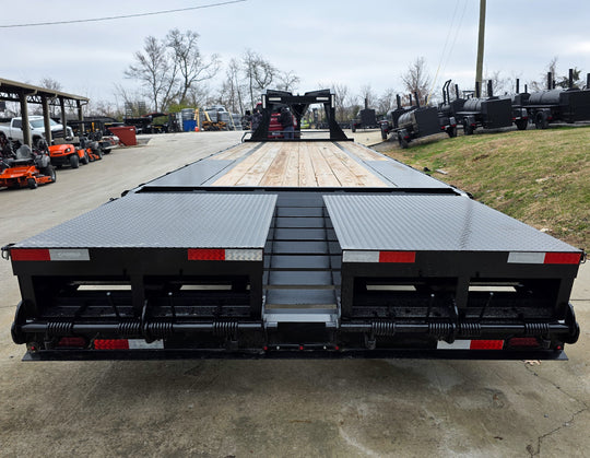8.5x30 Gooseneck Deckover Dovetail Trailer (2) 10K Axles King Kong Ramps 20K GVWR Rear
