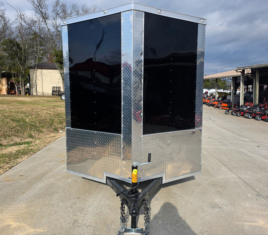 6x12 Black V-Nose Enclosed Trailer with Silver ATP (1) 3,500lb Axle Front 