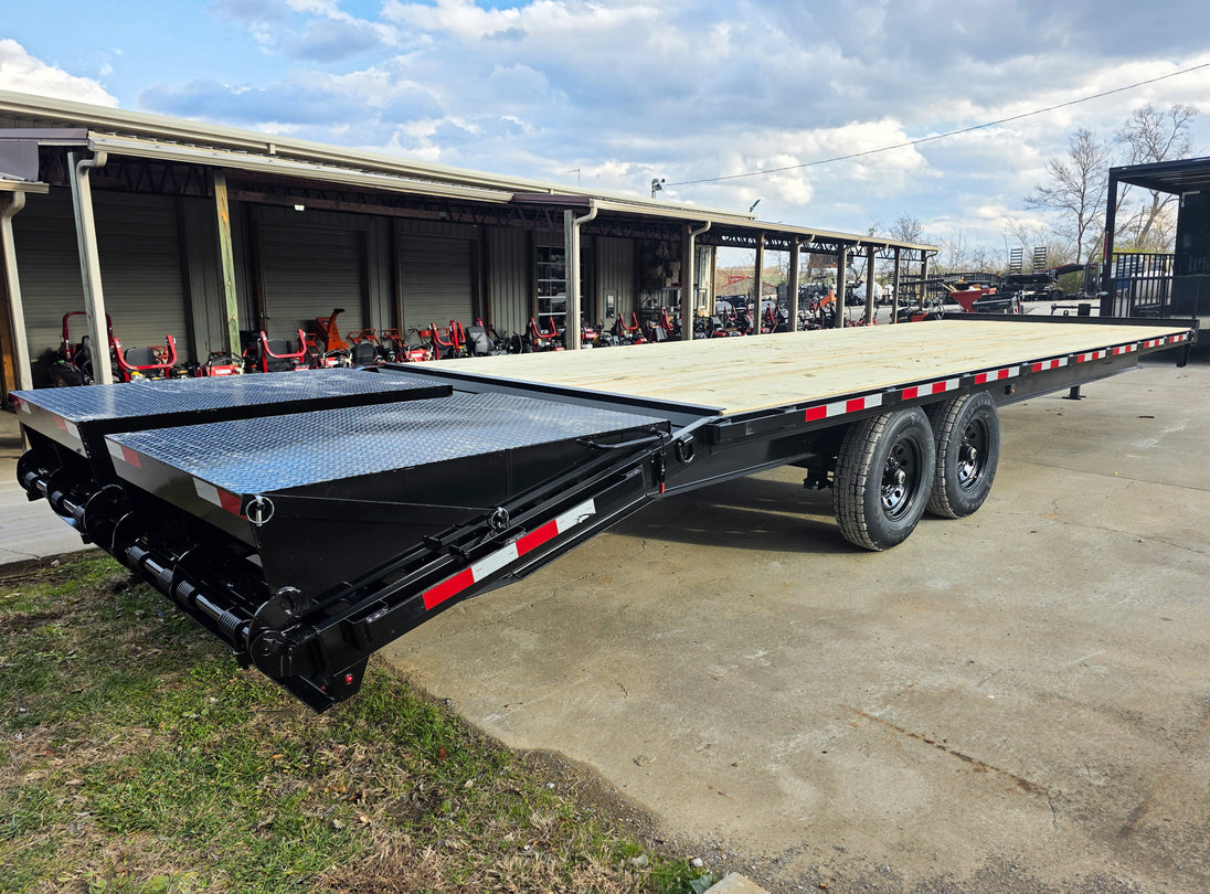 8.5x30 IBeam Deckover Trailer Dovetail (2) 7K Axles King Kong Ramps 14k GVWR Right Rear 