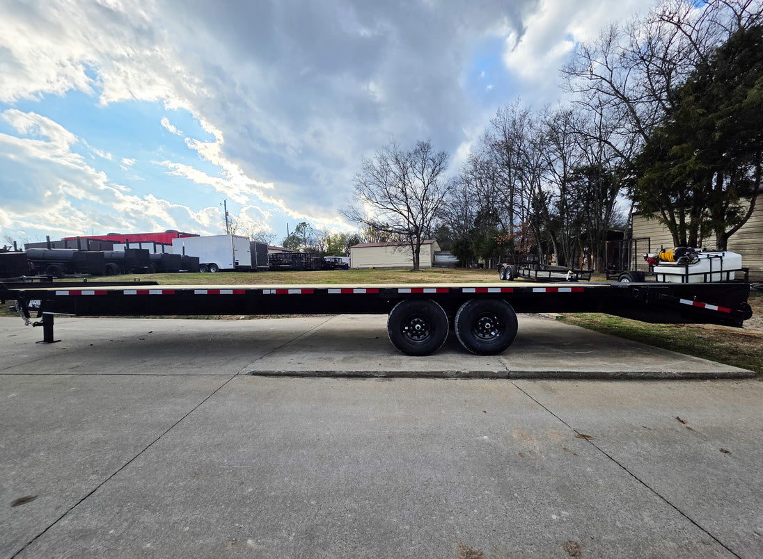 8.5x30 IBeam Deckover Trailer Dovetail (2) 7K Axles King Kong Ramps 14k GVWR Left Side 