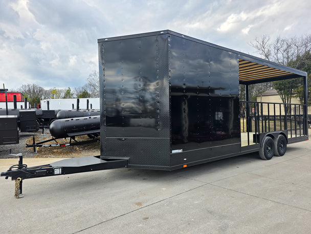 8.5x24 Black Hybrid Enclosed Trailer (2) 5,200lb Axles 10K GVWR Front Left 