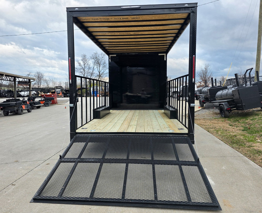 8.5x24 Black Hybrid Enclosed Trailer (2) 5,200lb Axles 10K GVWR Rear Gate Down