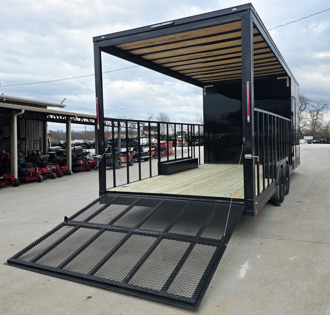 8.5x24 Black Hybrid Enclosed Trailer (2) 5,200lb Axles 10K GVWR Right Rear Gate Down